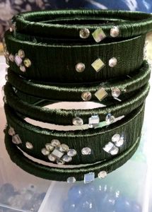 Silk Thread Bangles With Stone ✨️💛💖