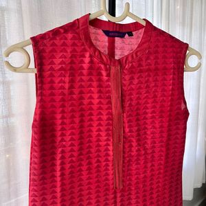 Red Sleeveless A-line Kurti