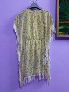 Stunning Yellow Kaftan Dress W Flower Print 4Girls