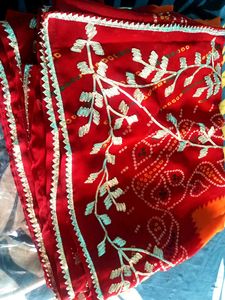 Red Bandhani Sadi Blouse Size 44 Inch