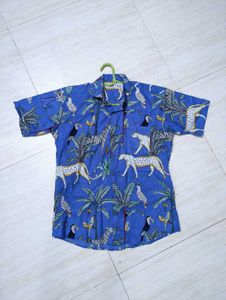 Animal Print Short Sleeve Button-Down