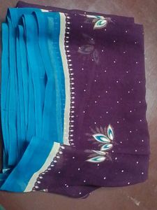 Elegant Purple & Blue Saree