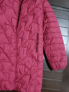 Women Red Quilted Puffer Jacket with hoodie