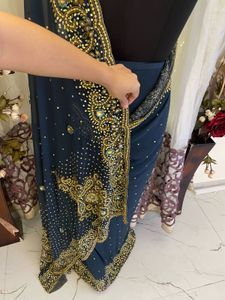 heavy Navy Blue Embellished Saree