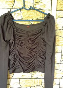 Ruched Long Sleeve Crop Top
