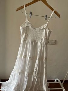 MANGO Frill Cotton Maxi Dress