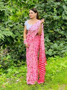 Floral Print Chiffon Saree