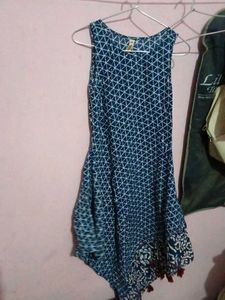 Blue Geometric Print Dress