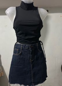 Zara Solid Black Top