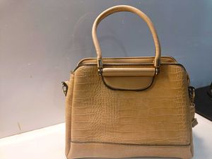 Tan Croc-Embossed Satchel Imported Bag