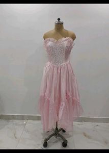 Pink Off-Shoulder Tiered Dress