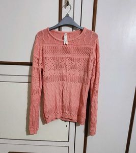 Winter Evenings Coral Knitted Pullover