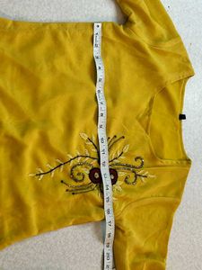 Mustard Flared Sleeved Kurti For Women