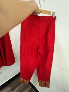 Red Embroidered Kurta Set