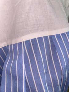 Sassafras Women Blue Striped Cinched Waist Top