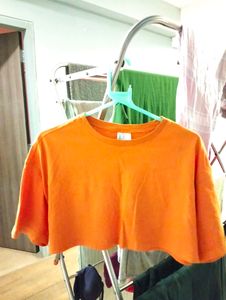 Orange Branded Crop Top