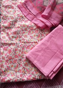 Pink Floral Dress Material