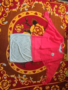 2 In 1 Red And White Dress With Golden At Knees