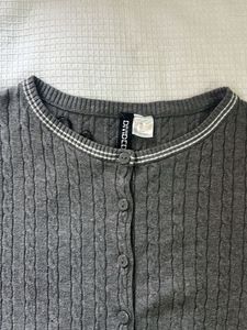 Gray cableKnit Cardigan