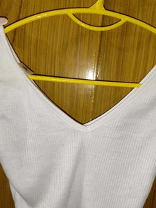 White V Neck Crop Top
