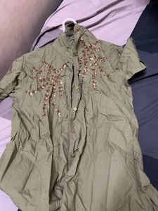 Olive Embellished Top