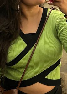 Chic Green Wrap Top