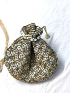 Sequin Beaded Drawstring Pouch
