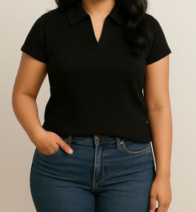 Chic Black Viscose Blend Knit Top – Soft, Stylish