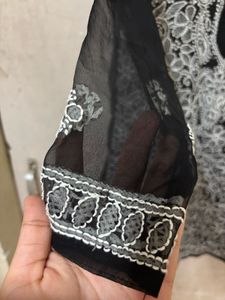 Black Chikankari Embroidered Kurta