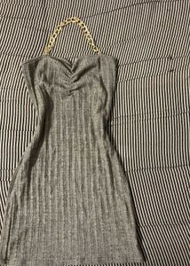 Grey Ribbed Mini Dress