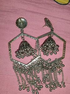 Silver Jhumka Earrings