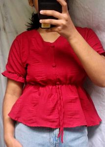 cute Red puffy top for women