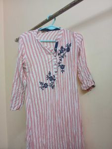 Striped Embroidered Kurta