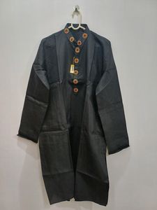 Jacket Kurta Chudidar Set (Black/White)