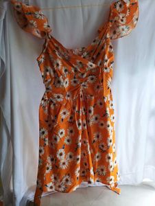 Daisy Print Puff Sleeve Mini Dress