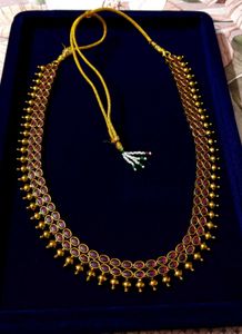 Alluring Antique Oval Ruby Stone Long Necklace Set