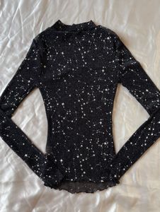 Shein Black Mesh Net Full Sleeves Top