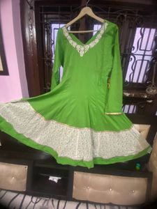 Anarkali Parrot Colour Long Kurti With Broad Ghera