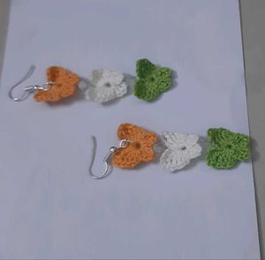 Crochet Tiranga Butterfly Earrings