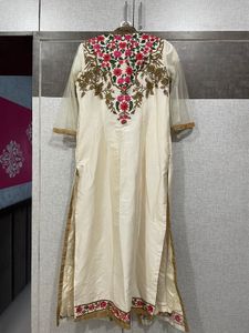 Ivory Dress Wid Multi Handwork