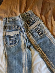 Vintage Stripped Flare Leg Jeans