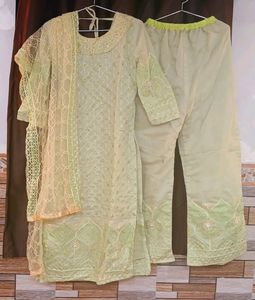 Embroided Green Suit Set