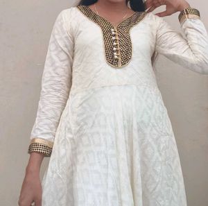 Elegant Cream Anarkali Dress