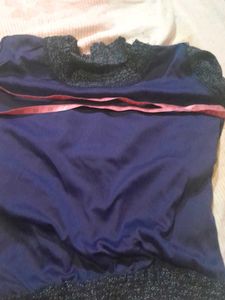 Cute Navy Blue Polka Dot Top,Size - M-L