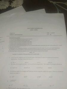 Class 9th Half Yearly Examination Questions Set