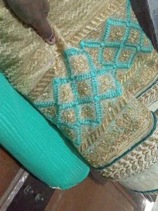 Elegant Turquoise &amp; Gold Saree