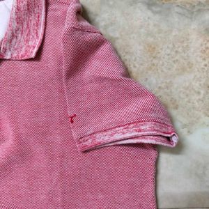 Ether Polo Collar Pink Textured Tshirt