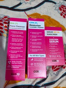 Cos-iq Face Cleanser, Moisturizer, Sunscreen