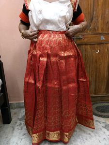 1-TimeUsedGirls Red&amp;White LehengaCholi-PattuPavada