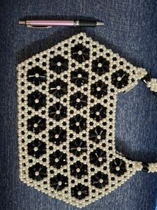 Black &amp; White Beaded Bag